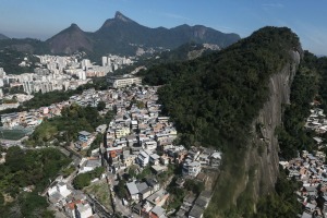 RIO DE JANEIRO, BRAZIL - JULY 04:  Hillside 'favela' communities stand in the foreground on July 4, 2016 in Rio de ...