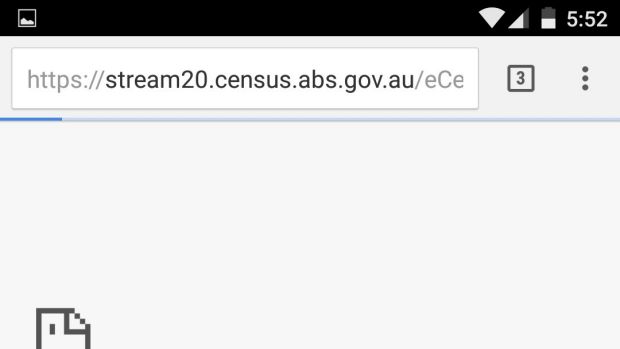 The error message received by Glenn when he tried to complete the census on his phone.