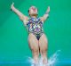 Russia's Nadezhda Bazhina scored zeroes for her dive.