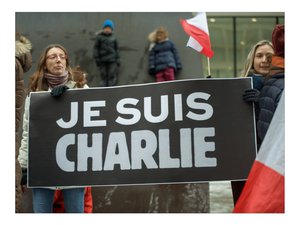 Chicago rally in support of the victims of the 2015 Charlie Hebdo shooting‎