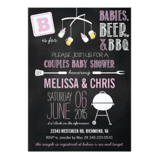 Pink Couples Baby Shower BBQ Invitation