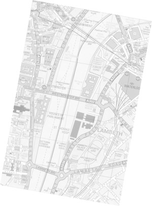 [ Map of central London, centred on the Houses of Parliament ]