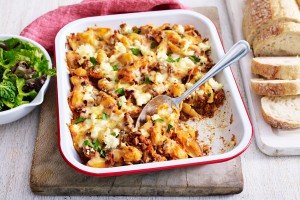 Three cheese bolognese pasta bake