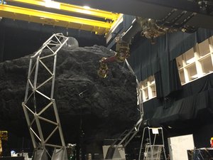 In the Robotics Operation Center at NASA’s Goddard Space Flight Center in Greenbelt, Maryland, an engineering development unit of the robotic capture system is tested at full scale.