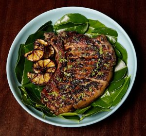 The grilled pork chop at Momofuku Seiobo in Sydney.