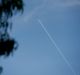 Contrails behind a plane flying over Canberra.