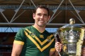 Big two: Cameron Smith and Mal Meninga at the launch in Brisbane on Tuesday.