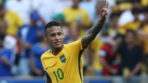 Through to the final: Neymar celebrates.