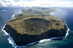 Volcanic crater, Rapa Nui.