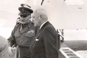 Sir William Slim (left) in 1954 in Mount Isa with George Fisher, chairman of Mount Isa Mines,