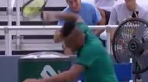 Nick Kyrgios smashed three racquets in quick succession. 