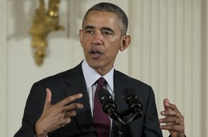 President Barack Obama speaks during a  Medal of Valor ceremony in the East Room of the White House in Washington, Monday, May 16, 2016.