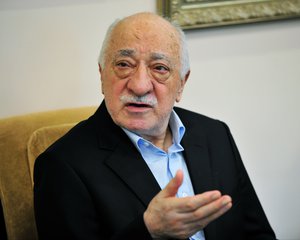 Islamic cleric Fethullah Gulen speaks to members of the media at his compound, Sunday, July 17, 2016, in Saylorsburg, Pa. Turkish officials have blamed a failed coup attempt on Gulen, who denies the accusation.