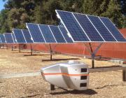 A robot adjusting solar panels