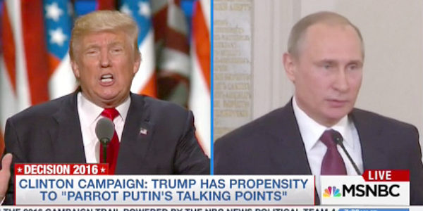 Donald Trump and Vladimir Putin on MSNBC.