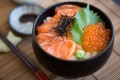 Adam Liaw's recipe: Salmon oyakodon (Salmon and roe rice bowl).