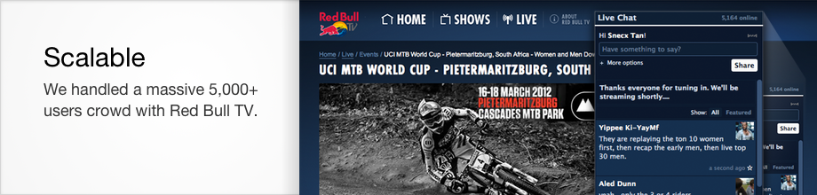 Scalable - We handled a massive 5,000+ users crowd with Red Bull TV.