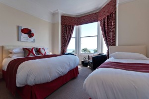 A bedroom at Lawton Court in Llandudno, Wales.
