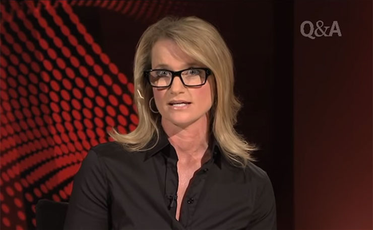 A screencap of Janet Albrechtsen's appearance on ABC TV's Q&A program.