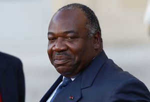 Gabon's President Ali Bongo Ondimba, leaves the Elysee Palace after a meeting with French President Francois Hollande as part of preparation of the upcoming COP21 Climate Conference in Paris, France