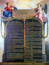 color drawing of the Declaration of the Rights of Man and of the Citizen from 1789