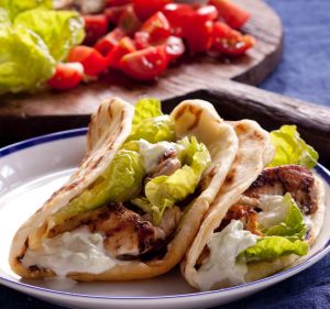 Caroline's Velik's simple chicken souvlaki.