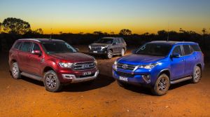 Outback Comparison: Ford Everest v Toyota Prado v Toyota Fortuner.