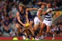 Fremantle prime mover David Mundy gains possession.