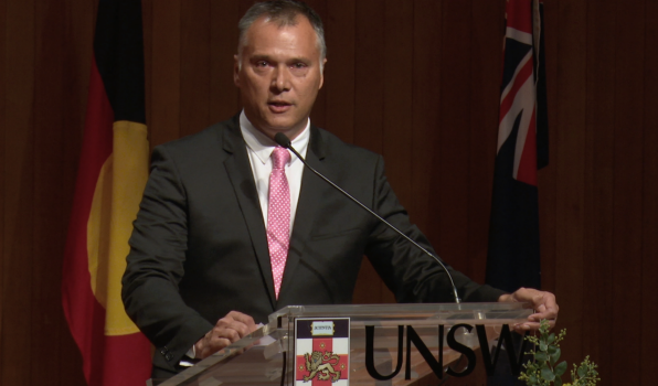 Stan Grant threw out his speech notes at an address at the University of New South Wales.
