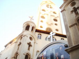 An entrance to a church and an abbey  in a very poor district  .  Egypt , Cairo  .23rd  November ,   2008