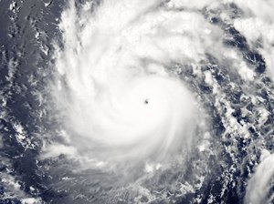 Typhoon Nepartak at peak intensity and approaching Taiwan on July 6, 2016.