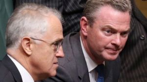 Prime Minister Malcolm Turnbull and Leader of the House Christopher Pyne in Parliament on Thursday night. 