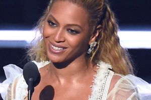 Queen of the night ... Beyonce accepts the award for Video of the Year for Lemonade.