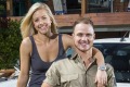 Former The Block contestants Kyal and Kara with a Mazda BT-50.