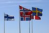 Flags of the Nordic countries outside the Bella Center, Copenhagen, 2004