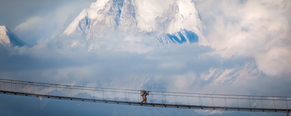 Callie Chee's winning photo of a suspension bridge in Nepal.