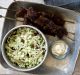 tahini slaw and BBQ beef