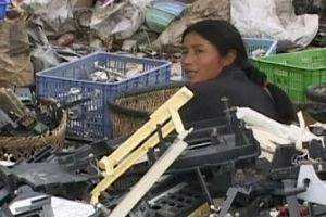 This screengrab from Sue Williams' documentary Death by Design shows the rudimentary nature of e-waste recycling in China.