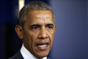 President Barack Obama speaks about the shooting of police officers in Baton Rouge, La., Sunday, July 17, 2016, from the briefing room of the White House in Washington.