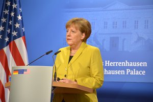 On April 24, 2016 Chancellor of Germany Angela Merkel received the President of the United States of America Barack Obama in Herrenhausen Gardens in Hannover ...