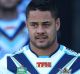 NEWCASTLE, AUSTRALIA - AUGUST 20: Jarryd Hayne of the Titans warms up before the start of the game during the round 24 ...