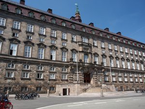 File - Christiansborg Palace, the location of the Danish Parliament  (Folketin) since 1849, Copenhagen, Denmark.