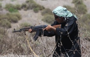 A simulated Taliban fighter.