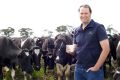 Victorian Farmers Federation president David Jochinke on a dairy farm at Quantong, north west Victoria.