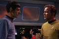 To boldy go: Leonard Nimoy as Mr. Spock, Nichelle Nichols as Uhura, William Shatner as Captain James T. Kirk and appear ...