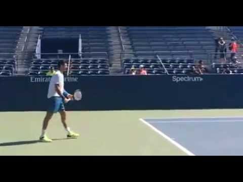 Kei Nishikori and Del Porto practicing together for US Open 2016