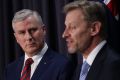 Small Business minister Michael McCormack and Australian Statistician David Kalisch.