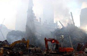 NEW YORK, New York (Sept. 18)--A view from ground zero Sept. 18, 2001.  USCG photo by PA2 Tom Sperduto (79075) ( ATLANTIC STRIKE TEAM (FOR RELEASE) )