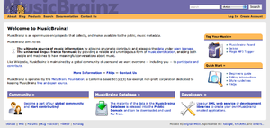 MusicBrainz homepage.