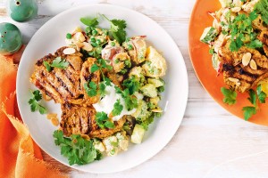 Lamb with curried potato salad